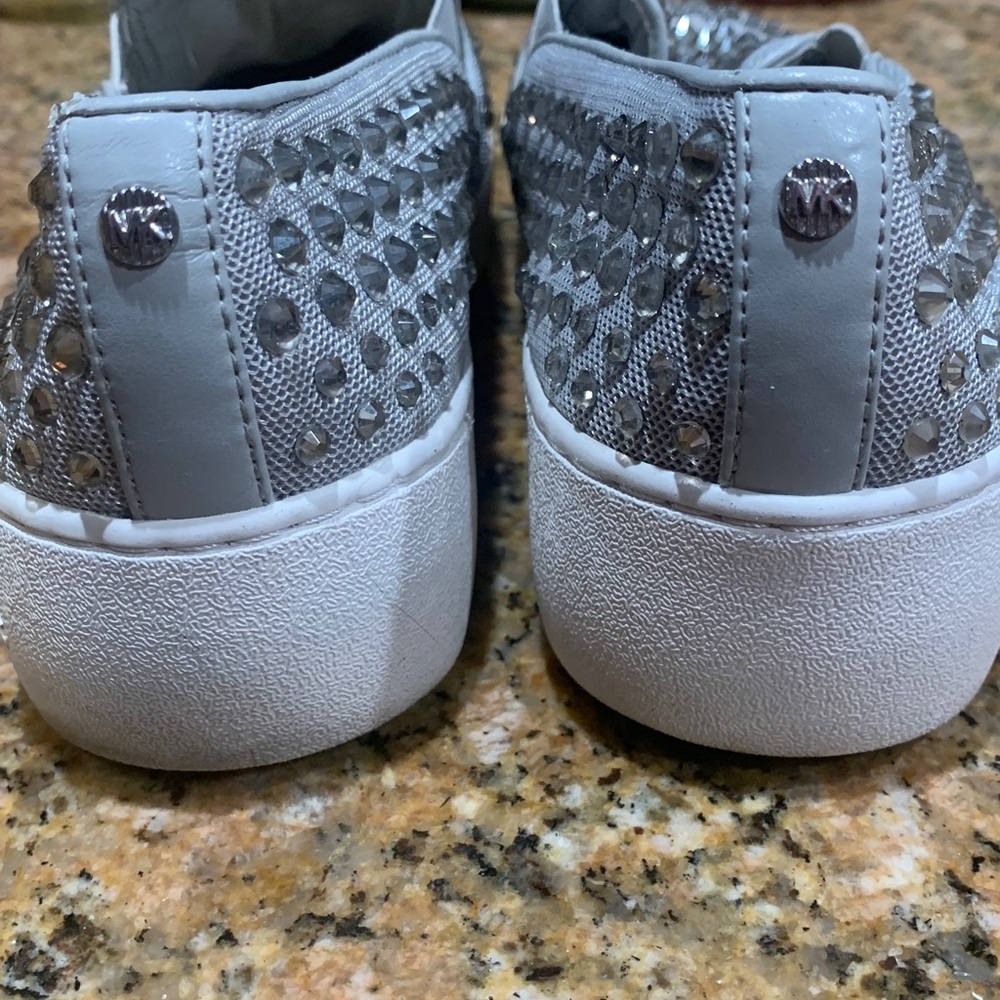 Authentic , like new Michael Kors Silver Studded Women's Loafers comfy  sexy, 7 - Picture 10 of 17